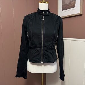 Joie Black Cotton Blend Utility Cropped Jacket